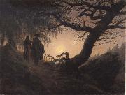 Caspar David Friedrich Man and Woman contemplating the Moon oil on canvas